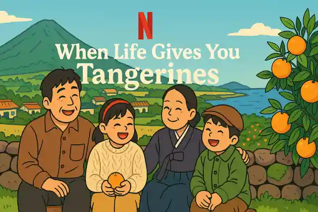단란한 가족 배경은 제주 한라산